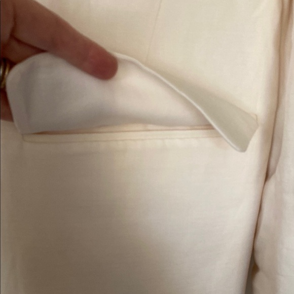 Oversized Cream Soft Linen Blend Long Blazer Dress NWOT Zara H&M Mango - Picture 6 of 14